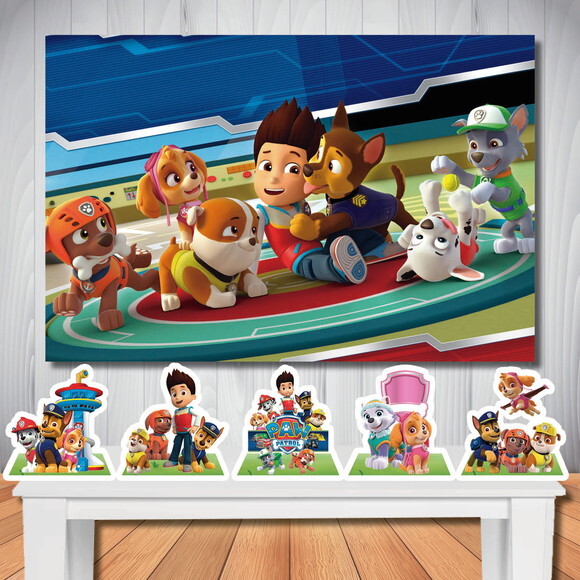 Kit Patrulha Canina Painel de Aniversário 1,5x1,0m e Display