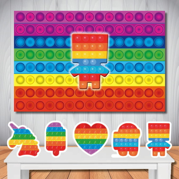 Kit Popit Fidget Toys Painel 1,50x1,00m e Display de Mesa