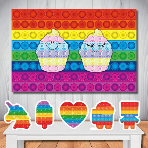 Kit Popit Fidget Toys Painel 1,50x1,00m e Display de Mesa