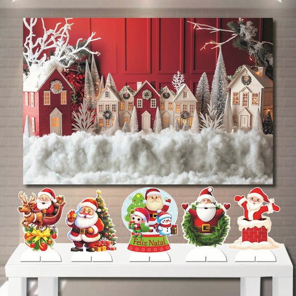 Painel Cenário de Festa 1,5x1,0m e Kit Display mdf Natal