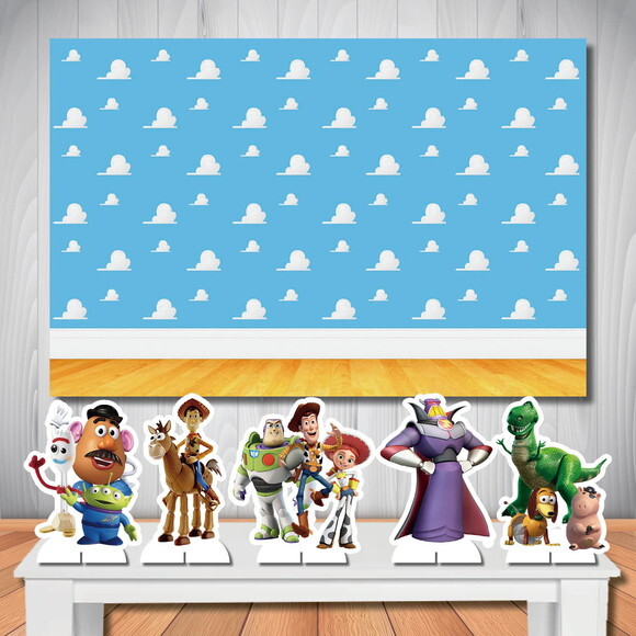 Painel Cenário de Festa e Kit Display de Mesa Toy Story