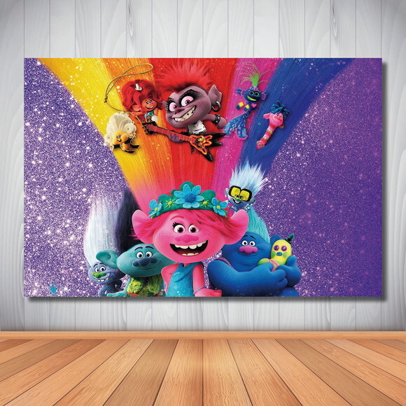 Painel Cenário Infantil Trolls 2 - 1,50x1,00m