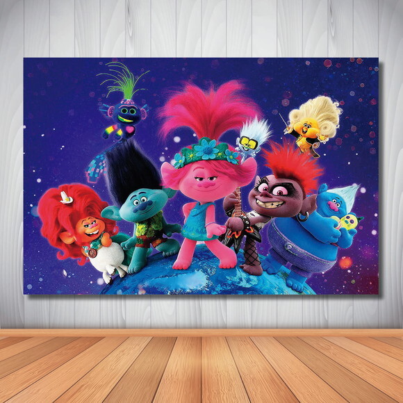 Painel Cenário Infantil Trolls 2 - 1,50x1,00m