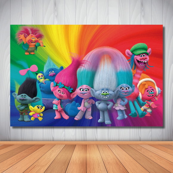 Painel de Festa Cenário Infantil Trolls - 1,50x1,00m