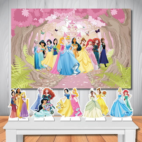 Painel de Festa Mega 1,5x1,0m e Kit Display as Princesas