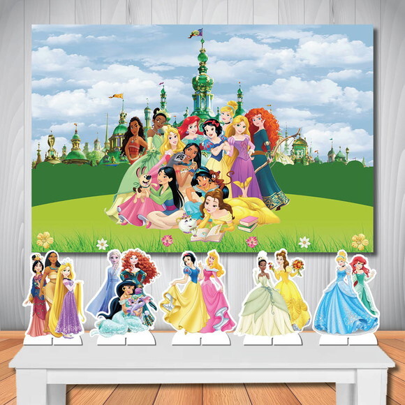Painel de Festa Mega 1,5x1,0m e Kit Display as Princesas
