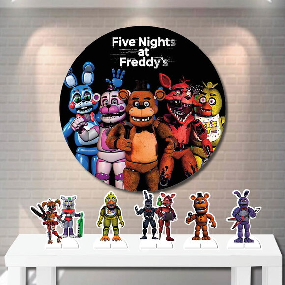 Painel de Festa Redondo Five Nights Ar Freddys e Displays