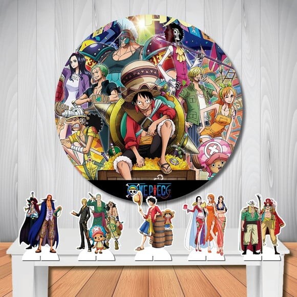 Painel Redondo de Festa e Kit Display de Mesa One Piece