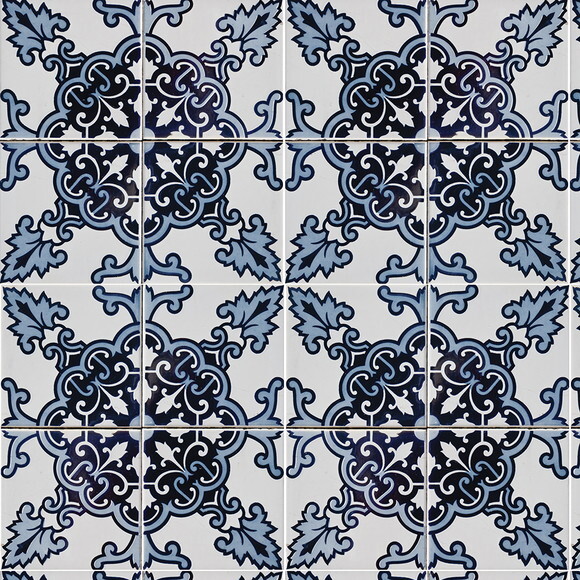 Papel de Parede Azulejo Azul Diverso