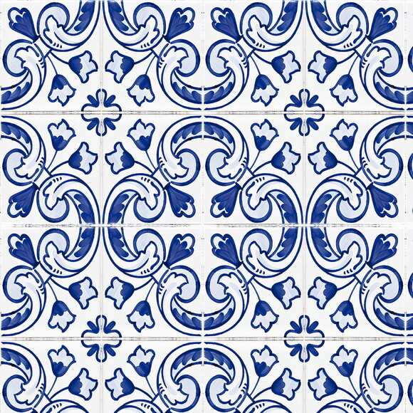 Papel de Parede Azulejo Azul Diverso