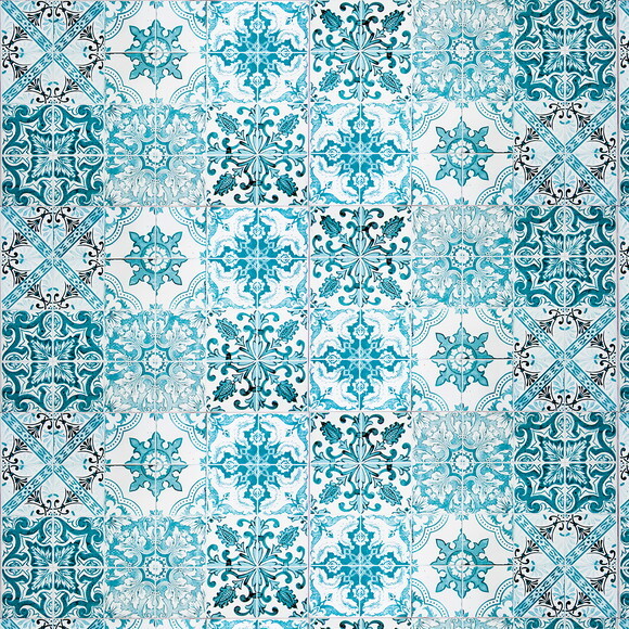 Papel de Parede Azulejo Azul Diverso