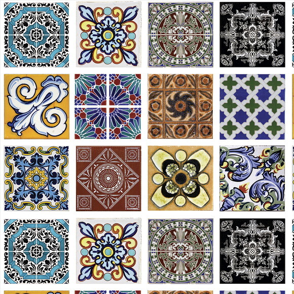 Papel de Parede Azulejo Mix Português