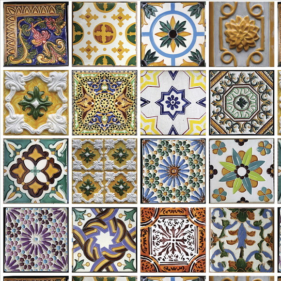 Papel de Parede Azulejo Mix Português