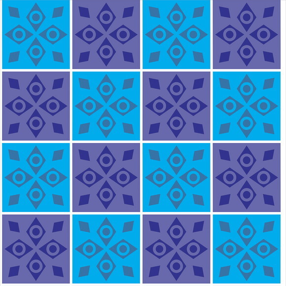 Papel de Parede Azulejo Mix de Azul