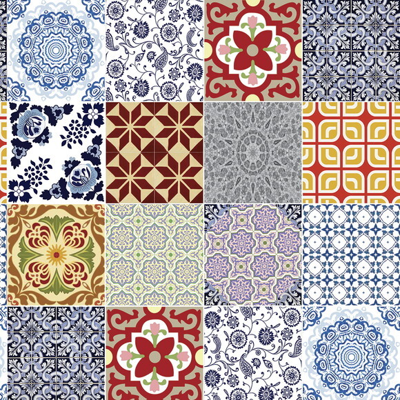 Papel de Parede Azulejo Mix Português