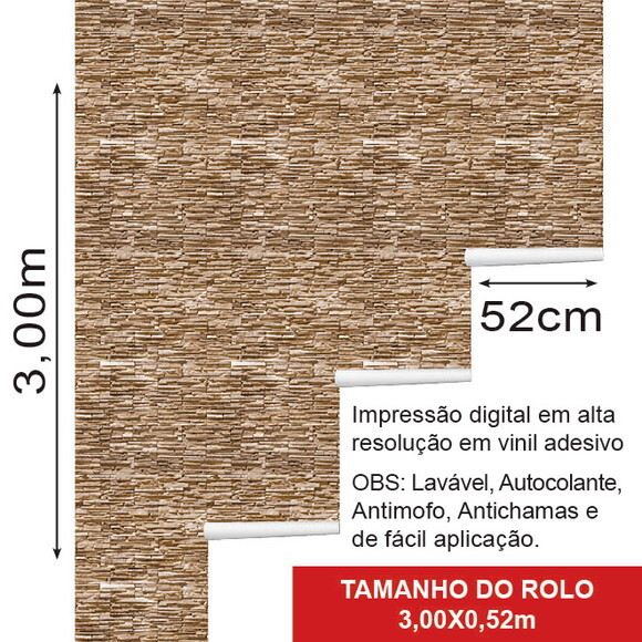 Papel de Parede Canjiquinha Marrom Marfim - 3d