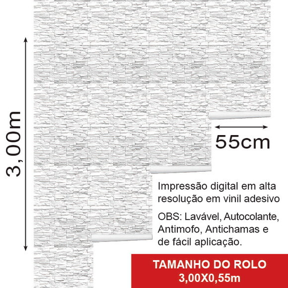 Papel de Parede Pedra Canjiquinha Marfim - 3d
