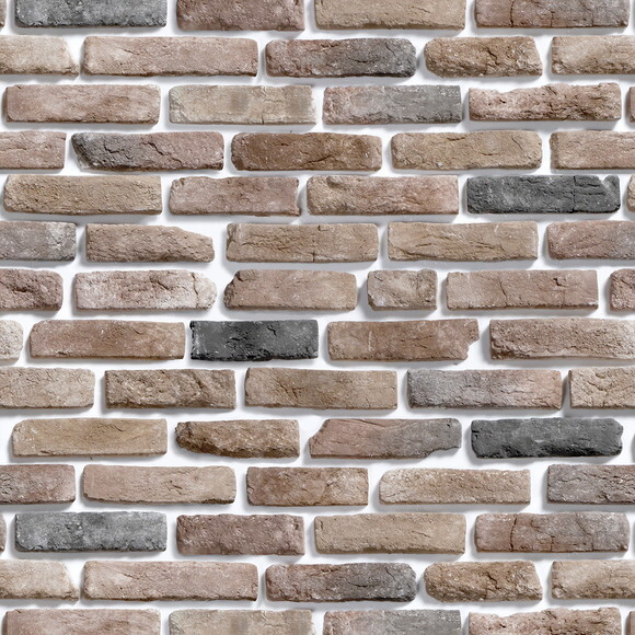 Papel de Parede Tijolos Marrom e Cinza Misto - 3d