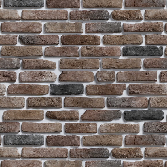 Papel de Parede Tijolos Marrom e Cinza Misto - 3d