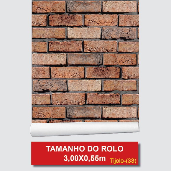 Papel de Parede Tijolos Marrom Misto Envelhecido 3d