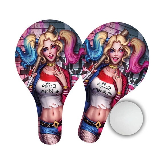 Raquetes Ping Pòng mdf Lembrancinha Arlequina Ilustração