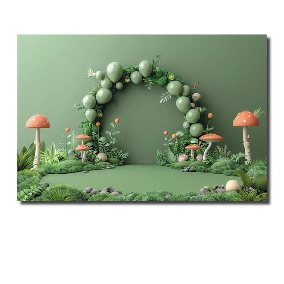 Cenário Fotográfico Painel de Decoração Arco Bexigas Verdes