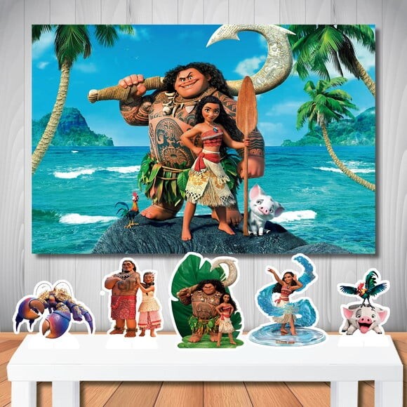 Festa Cenário Moana Painel Decoração e Display de Mesa