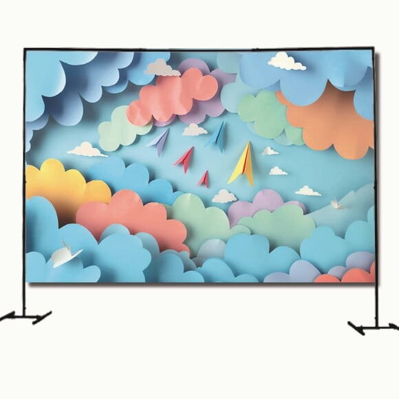 Fundo Fotográfico Painel de Festa Decoração Aviões de Papel
