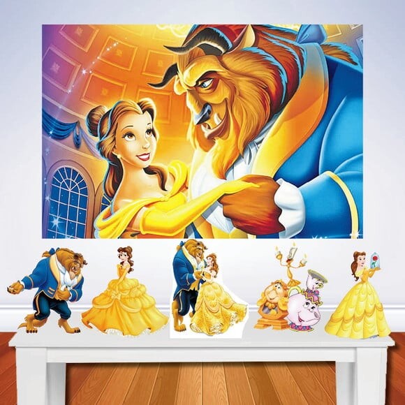 Kit a Bela e a Fera, Painel de Festa e Totem de Mesa