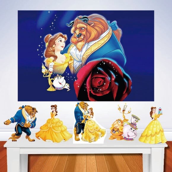 Kit Aniversário Festa Mega Painel + Display a Bela e a Fera