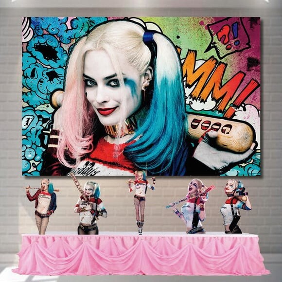 Kit Aniversário Festa Mega Painel + Display Arlequina