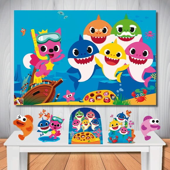 Kit Aniversário Festa Mega Painel + Display Baby Shark
