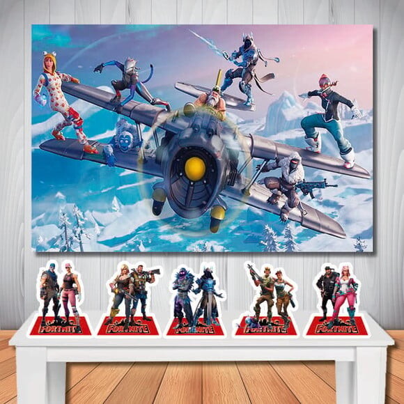 Kit Aniversário Festa Mega Painel + Display de Mesa Fortnite