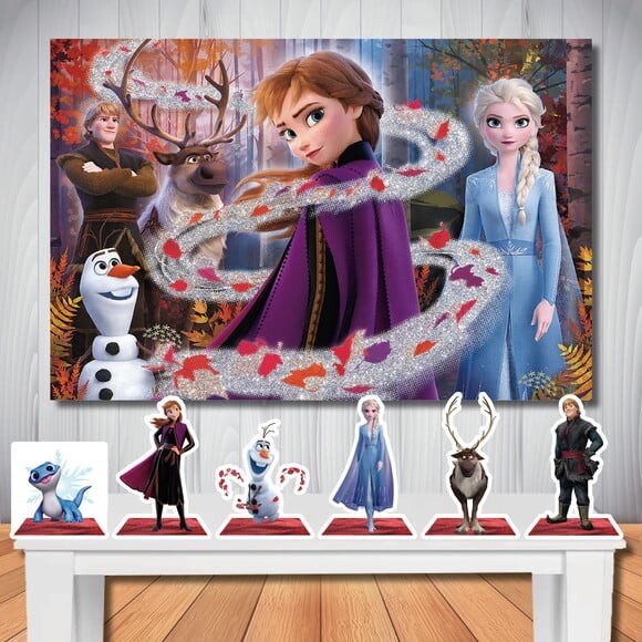 Kit Aniversário Festa Mega Painel + Display de Mesa Frozen 2