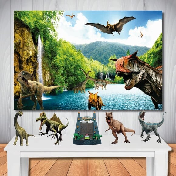 Kit Aniversário Festa Mega Painel + Display Jurassic Park
