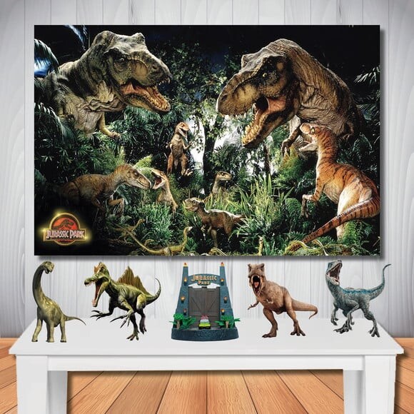 Kit Aniversário Festa Mega Painel + Display Jurassic Park