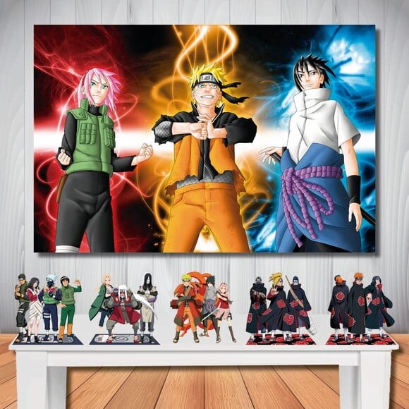 Kit Aniversário Festa Mega Painel + Display Naruto Shippuden