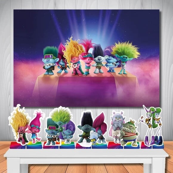 Kit Aniversário Festa Mega Painel + Display Trolls 3
