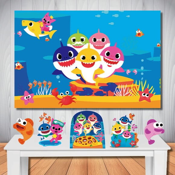 Kit Aniversário Festa Top Painel + Display Baby Shark