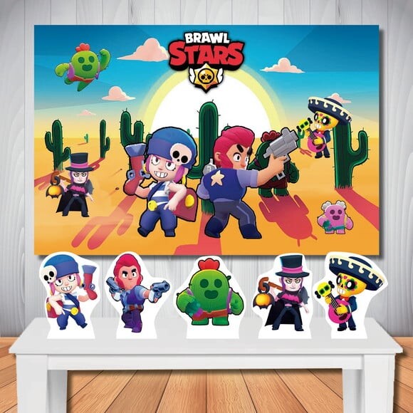 Kit Aniversário Festa Top Painel + Display Brawl Star