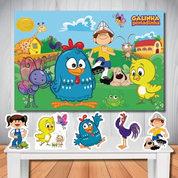 Kit Aniversário Festa Top Painel + Display Galinha Pintadinh