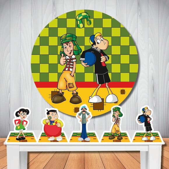 Kit Cenário Chaves Painel Redondo e Totem de Mesa