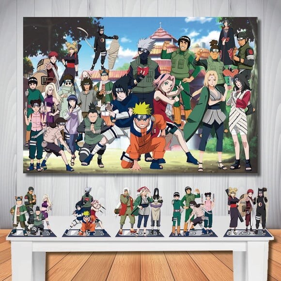 Kit Cenário Naruto Painel de Aniversário 1,5x1,0m e Display