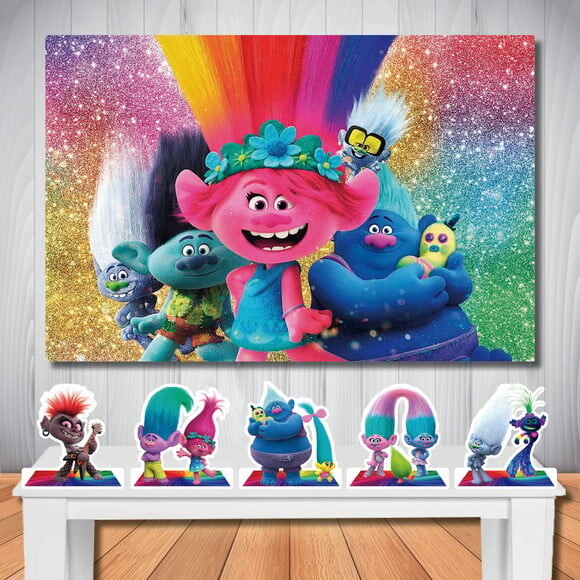Kit Cenário Trolls 2 Painel de Aniversário e Display de Mesa