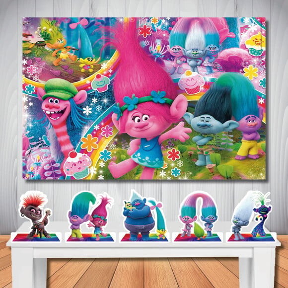 Kit Cenário Trolls 2 Painel de Aniversário e Display de Mesa