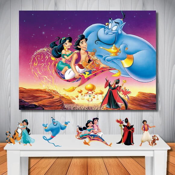 Kit Decoração de Festa Aladdin, Painel 1,50x1,00m e Totem