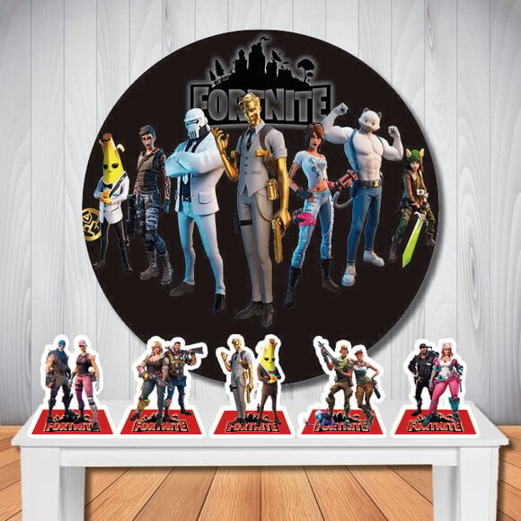 Kit Decoração Fortnite Painel Redondo de Festa e Display