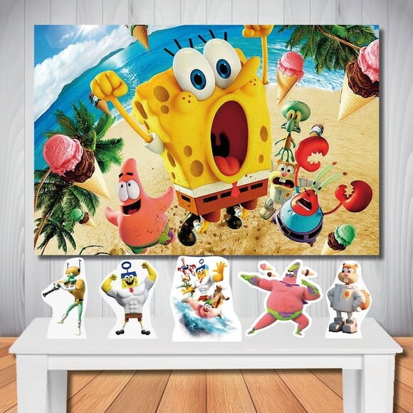 Kit Festa Bob Esponja o Filme Painel Cenário e Display