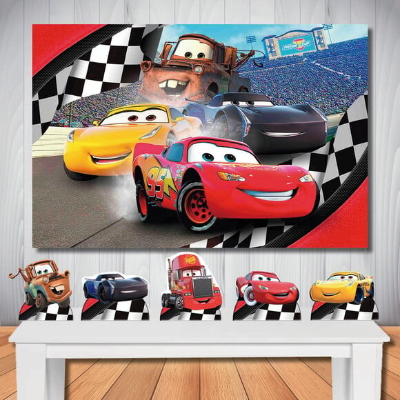 Kit Festa Carros 3 Painel Cenário e Display de Mesa