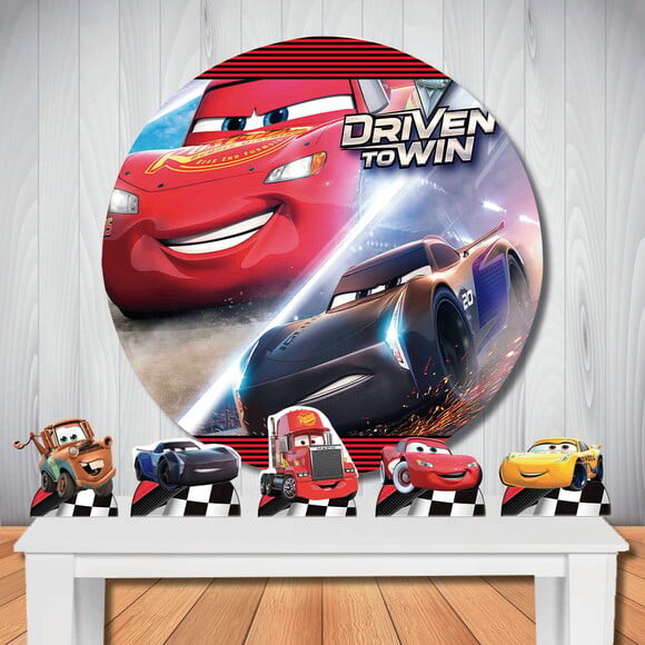 Kit Festa Carros 3 Painel Circular e Display de Mesa